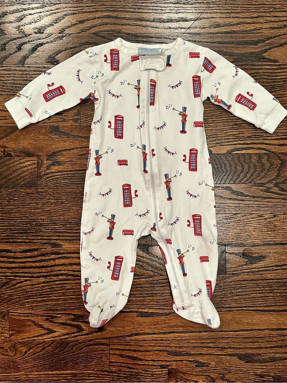 Kids Footie in Cream & Red Like New